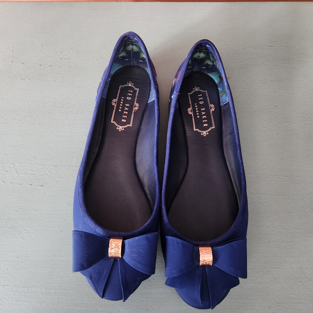 Ted Baker Women's Blue Butterfly Print Ballet Flats